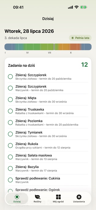 Ekran Dzisiaj z planem zadań na dany dzień