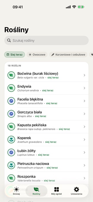 Lista roślin do wysiewu w bieżącym tygodniu